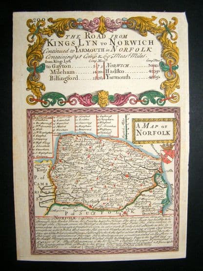 Owen & Bowen C1740 Antique Hand Col County Map, Norfolk, UK | Albion Prints