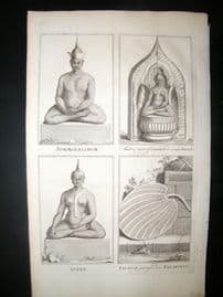 Picart C1730 Folio Antique Print. Siamese Idols, Siam