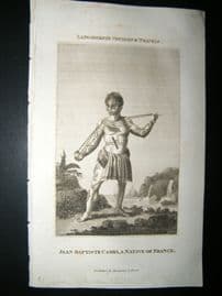 Polynesia 1818 Print. Jean Baptiste Cabri, 1st European Tattoo Man to Exhibit