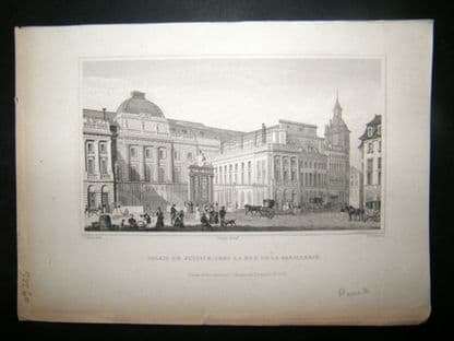 Pugin Paris 1831 Antique Print. Palais de Justice, France | Albion Prints