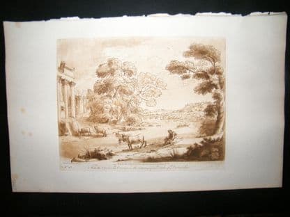Richard Earlom & Claude Lorrain C1810 Landscape Mezzotint. Liber Veritatis 85 | Albion Prints