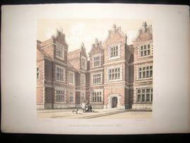 Richardson Mansions 1840's Antique Print. Old Manor House. Hollingbourne, Kent