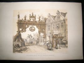 Richardson Mansions 1840's Folio Antique Print. White Hart Inn, Schoale, Norfolk