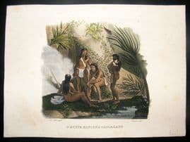 Schinz 1845 Antique Hand Col Print. Camacans Indians, Brazil 53