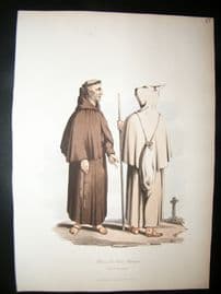 Spain 1809 Folio Hand Col Aquatint. Franciscans