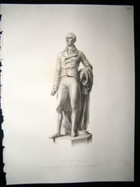 Statues/Sculpture 1858 Steel Engraving. William Pitt, Antique Print