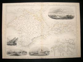 Tallis & Rapkin 1852 Antique Decorative Map. The Crimea. Ukraine