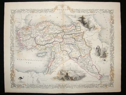 Turkey in Asia: 1852 Antique Map. Decorative. Tallis Rapkin | Albion Prints