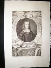Vertue C1750 Folio Antique Portrait. Thomas Willis, Doctor