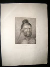 Webber 1785 LG Folio Antique Print. A Man of Mangea, Pacific Cook Islands
