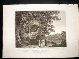 Woollett after Hearne 1779 Folio Antique Print. Hermitage at Warkworth