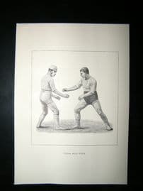 Wrestling 1893 Antique Print. Catch Hold Style