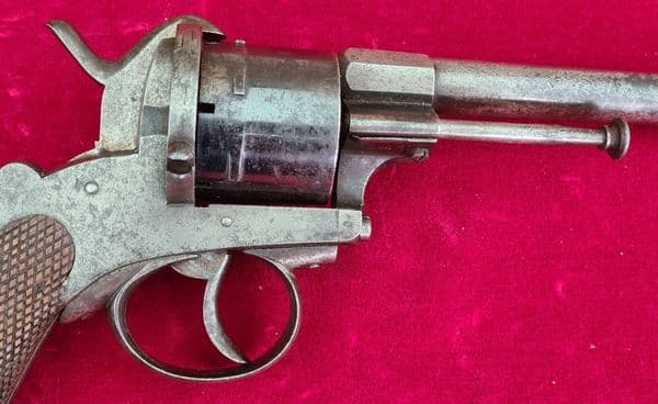 A fine 6 shot double action 13mm pin-fire revolver. Circa 1865. Good condition. Ref 3884.