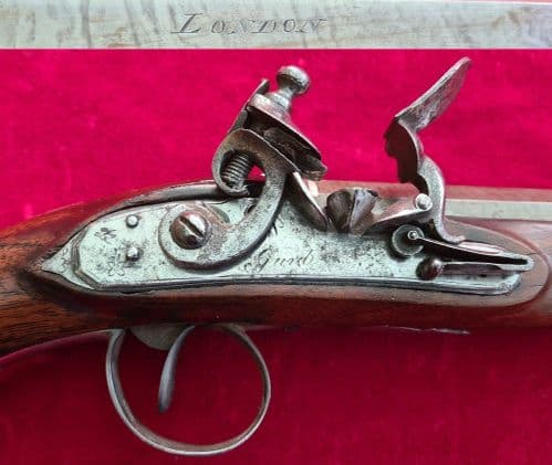 A fine Flintlock Duelling pistol made by Gurd of London. Circa 1790-1810, FOR SALE. Ref 3261.