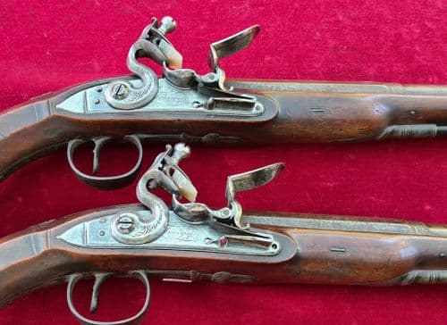 A fine pair of flintlock Duelling pistols by Twigg London. Circa 1790-1810. FOR SALE. Ref 3589