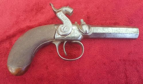 A good English Antique single barrelled Percussion pistol by Williams of Liverpool. Circa 1840-1845. Ref 9548.