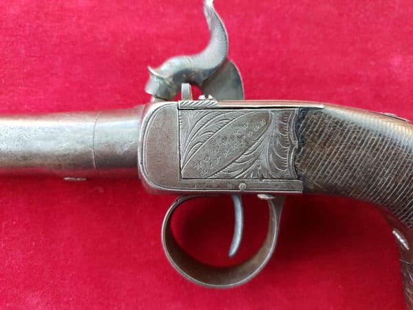 A good English  single barrelled side hammer Percussion pistol, by Holmes of Liverpool. Ref 1917