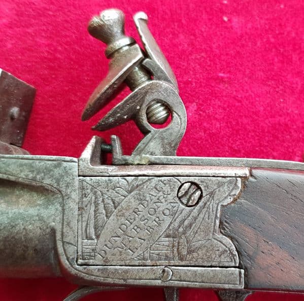 A good quality English Flintlock Boxlock pistol by DUNDERDALE, MABSON, LABRON. Ref 2196
