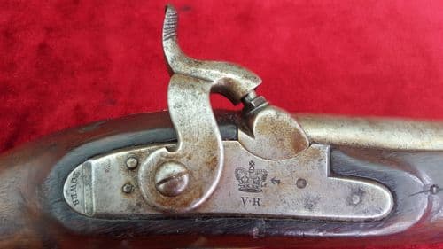 A mid Victorian period British Coastguard percussion pistol. Lock Marked with a Crown over V.R. - Tower. Ref 8521.
