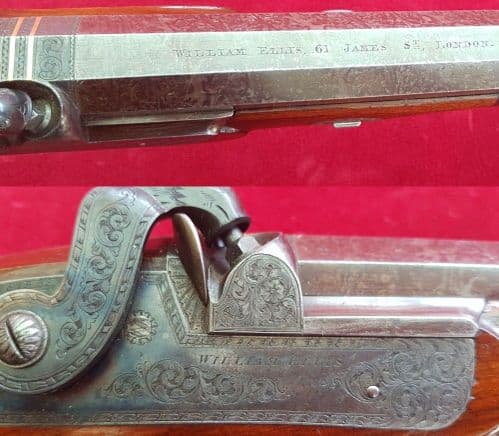 A  percussion duelling pistol by William Ellis, for sale, SUPERB CONDITION. Circa 1830. Ref 1298.