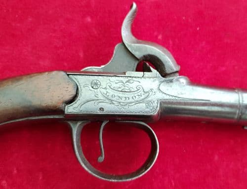 A Queen Anne style cannon barrel percussion pocket pistol. Circa 1780. Good condition. Ref 8262.