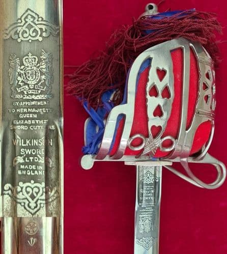 A QUEEN ELIZABETH the Second Scottish Basket Hilt military sword in scabbard, for sale. Ref 3944