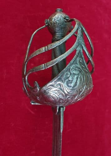 A rare 17th Century English Mortuary basket hilt Sword for sale. Ref 3306