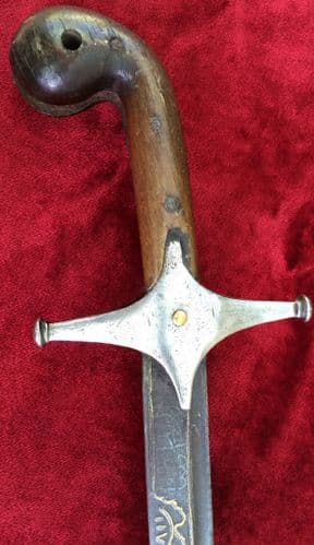 A rare 19th century steel Mounted Turkish Shamshir sword. Some caligraphy. Worn condition. Ref 6586.