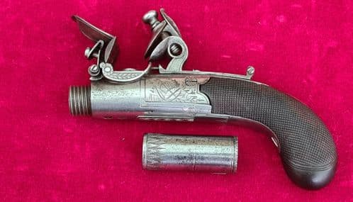 A rare and high quality 19th Century Diminutive flintlock pistol made by H. & T. GILL. Ref 3953