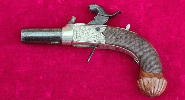 A rare and very high quality English 19th Century diminutive percussion pistol. C. 1840. Ref 3952.