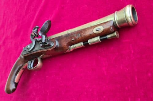 A rare Flintlock brass barrel NAVAL Blunderbuss pistol made by BOND of London circa 1800. Ref 3888