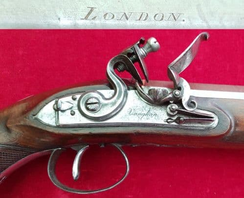 A rare Flintlock Duelling Pistol, made by the gunsmith VAUGHAN of LONDON. FOR SALE. Ref 2501