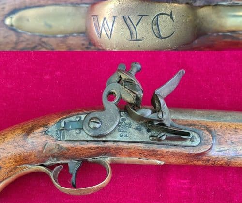 A rare Napoleonic era British military tower GR flintlock pistol. Circa 1800. Ref 3344
