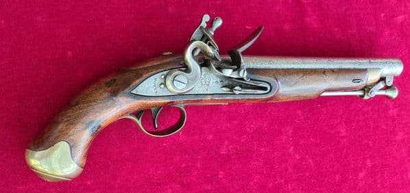A rare Napoleonic era British military tower GR flintlock pistol. Circa 1800. Ref 3723