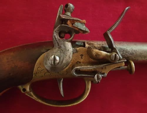 A rare Napoleonic Era French Military Flintlock pistol dating from circa 1777-1815. Ref 2524.