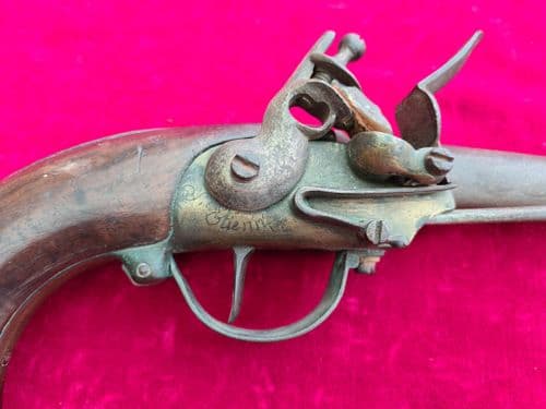 A rare Napoleonic Era French Military Flintlock pistol dating from circa 1777-1815. Ref 3394