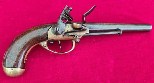 A rare Napoleonic Era French Military Flintlock pistol dating from circa 1777-1815. Ref 3499