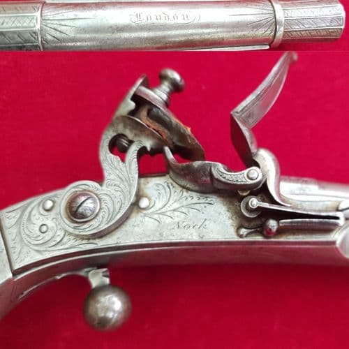 A rare Scottish Ram's horn all steel Highlanders flintlock pistol made by  NOCK. Ref 1465.