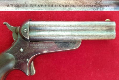 A scarce American 4 barrelled .32 rimfire Derringer made by Sharps. Circa 1859. Ref 2638