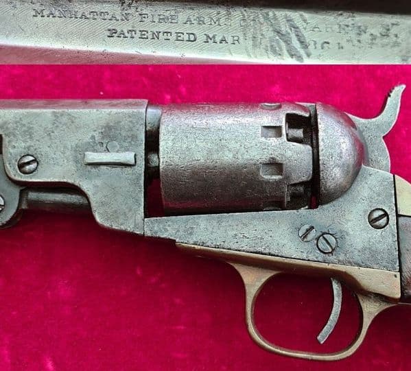 A scarce American Manhattan 5 shot .36 calibre Percussion Revolver. Circa 1859-1868.  Ref 3881
