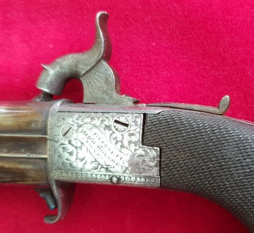 A scarce double barrelled  percussion pistol by J. Blissett High Holborn, London. C. 1840. Ref 2810