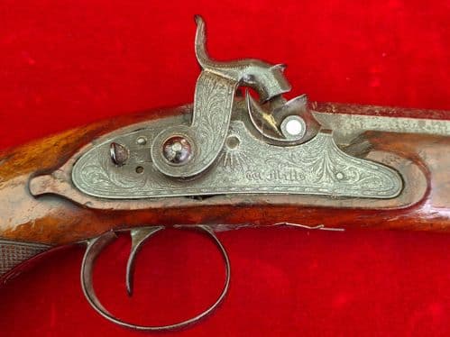 A scarce  English Percussion Officer's pistol made by W Mills London. Circa 1830. Ref 3281