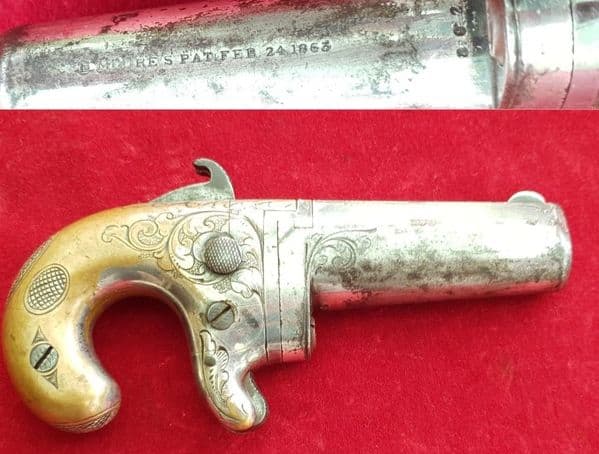 A scarce first model Moore's patent Derringer in .41 rim-fire calibre. C. 1860-1865. Ref 1486.