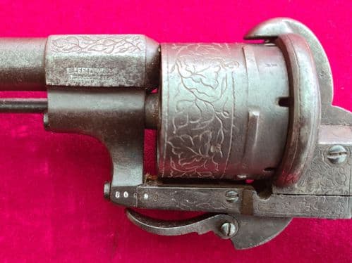 A scarce French 6 shot 11 mm pin-fire revolver manufactured by E. LEFAUCHEUX. Circa 1865. Ref 3397