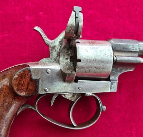 A scarce French 6 shot 7 mm pinfire revolver by Felix Escoffier. Circa 1852-1871. Ref 3534