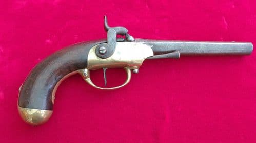 A scarce French Military Officer's percussion Pistol originally made as a flintlock. Ref 3172