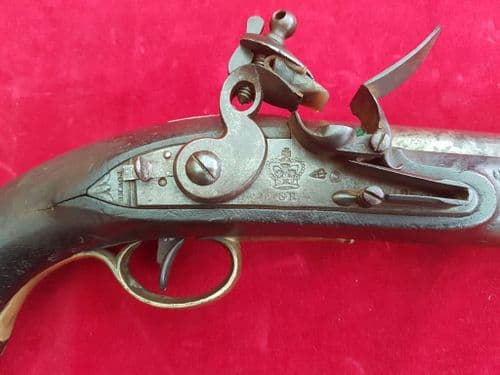 A scarce Napoleonic period British military Tower flintlock officers pistol. Circa 1800. Ref 1613.