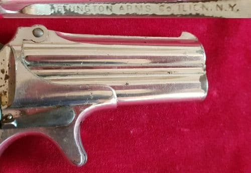 A scarce Remington .41 cal rim-fire double barrelled over and under Derringer pistol. Ref 2603.