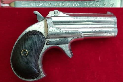 A scarce Remington .41 rim-fire double barrel over and under Gambler's Derringer. Ref 1916