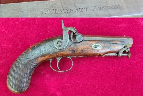 A scarce single shot .60 cal British percussion pistol by J Tarratt London. Circa 1830. Ref 3200